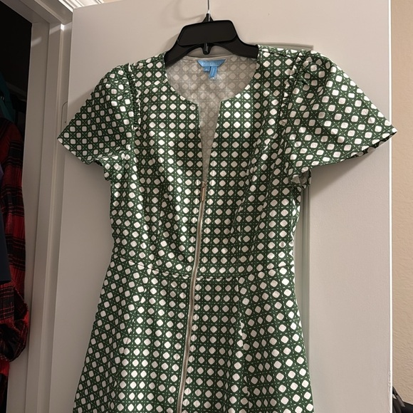 Draper James Green and White Mini Dress Mae Love Circle Rattan - Picture 5 of 7